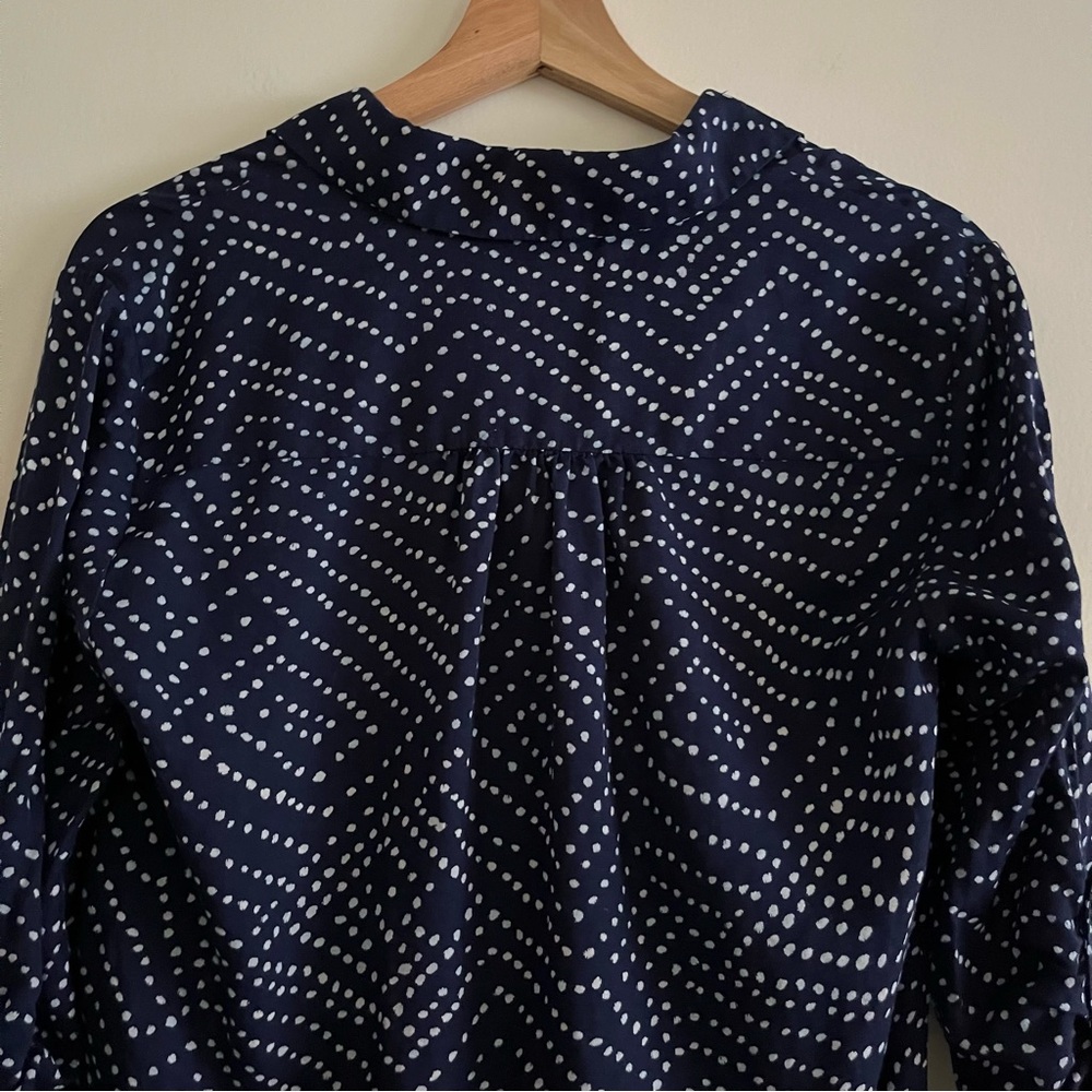 Diane Von Furstenberg Lorelai Two Navy Button Down Cotton Silk Lightweight 4 - Picture 11 of 14